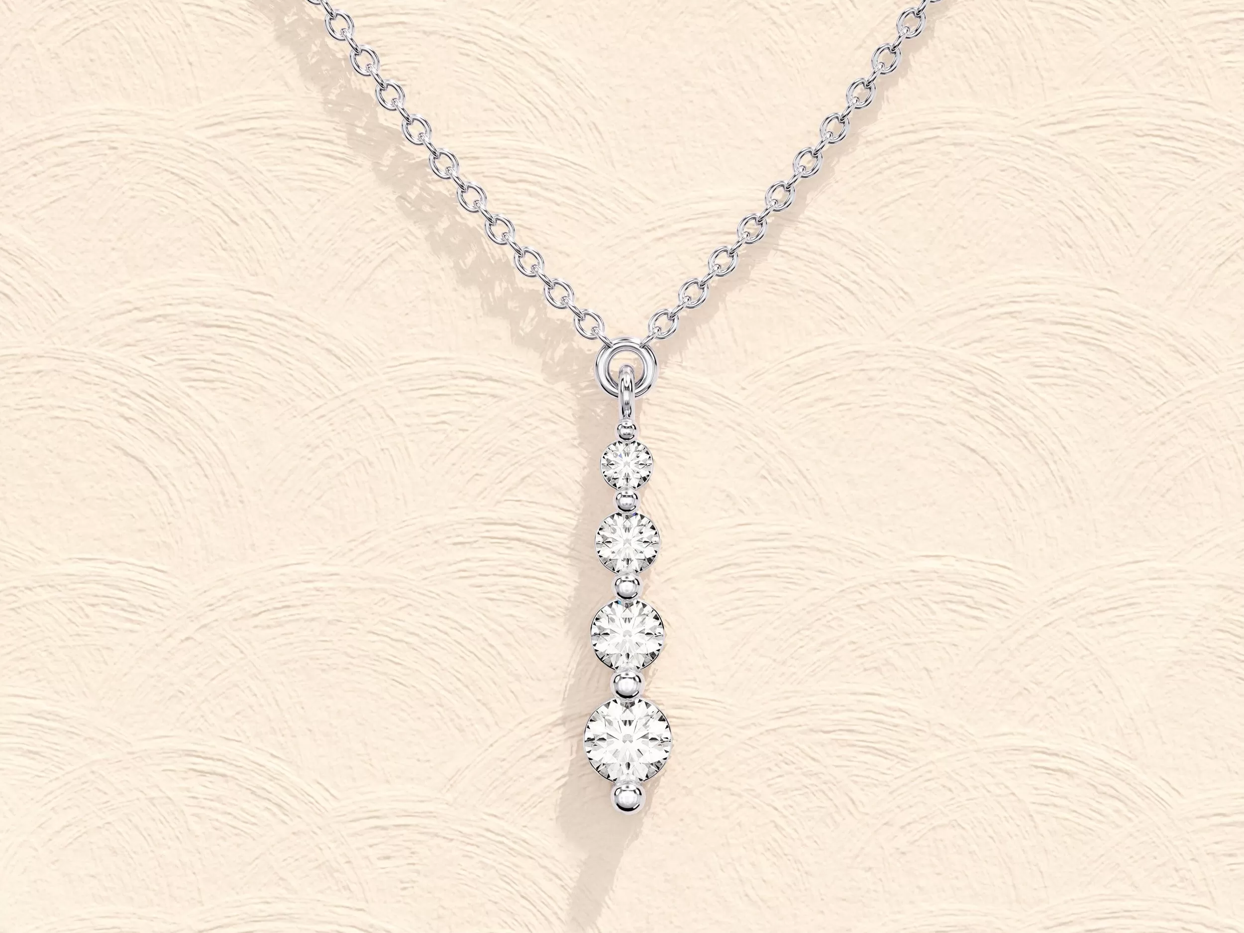 0.11 TCW Round Moissanite Diamond Drop Pendant Necklace