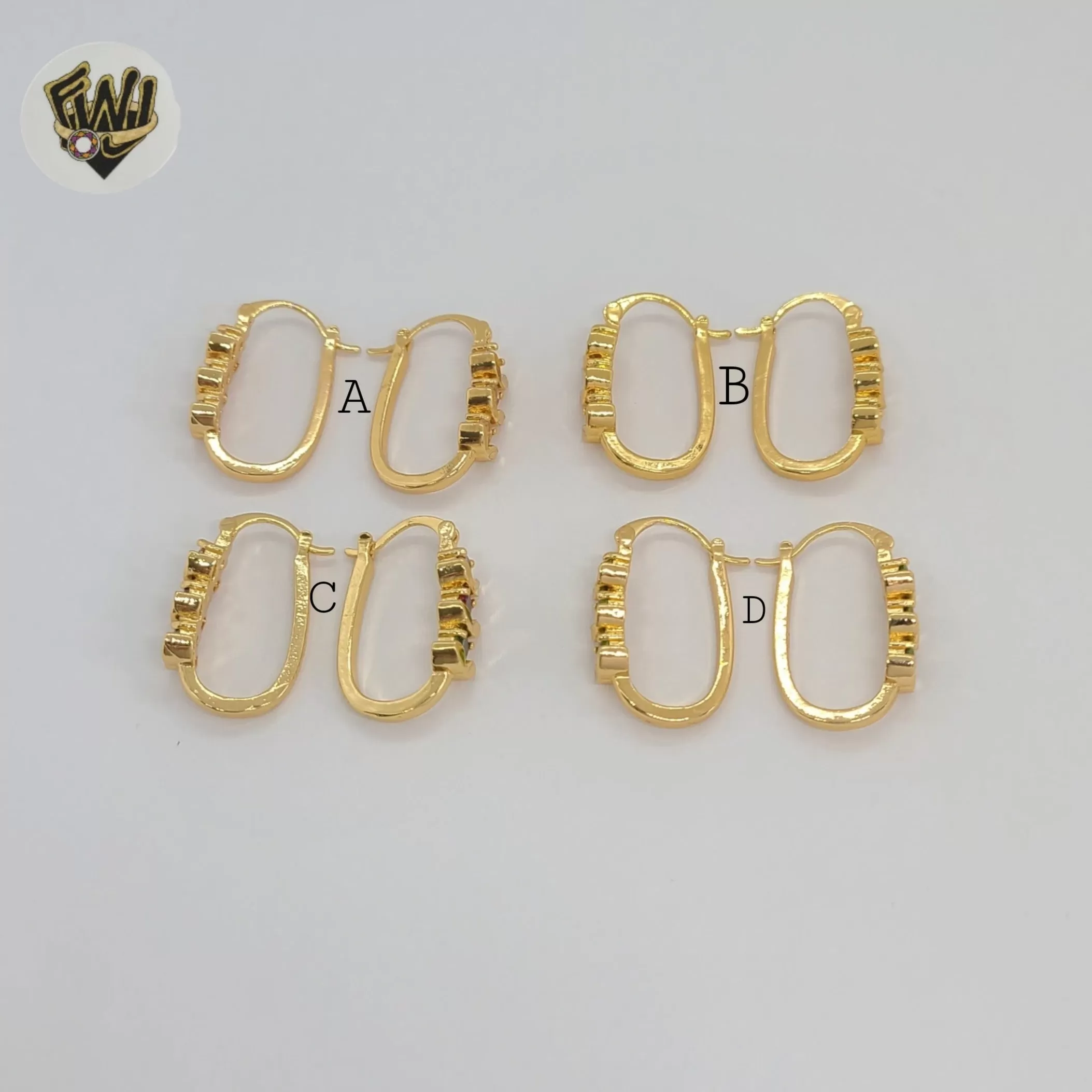 (1-2932-3) Gold Laminate - Flower Zircon  Hoops - BGO