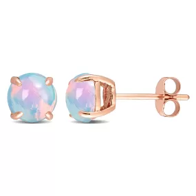 1 4/5 CT TGW Blue Ethiopian Opal Stud Earrings in 10K Rose Gold