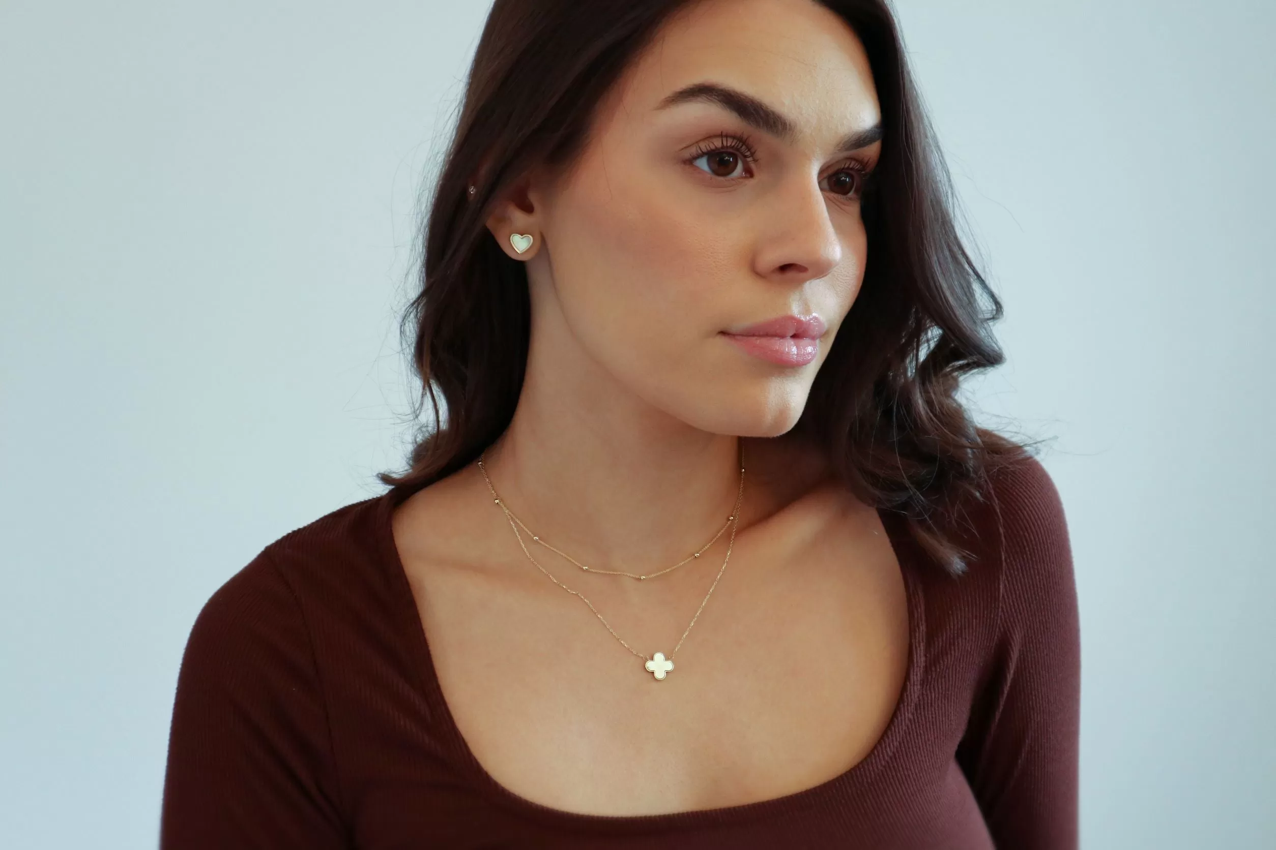 10k Gold Pearl Four Leaf Clover Necklace