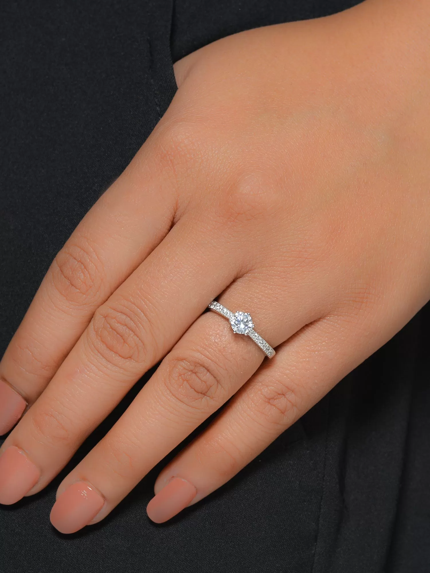 1.25 Carat Solitaire Adjustable Silver Engagement Ring For Women