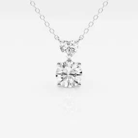 1.33 TCW Round & Heart Moissanite Diamond Two Stone Necklace