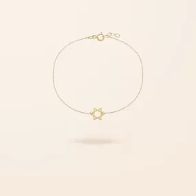 14K Gold Mini Star of David Bracelet