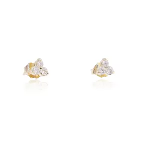 14K YELLOW GOLD DIAMOND CLUSTER STUD EARRINGS - 0.39CTW