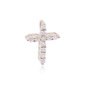 14K YELLOW GOLD ROUND DIAMOND CROSS PENDANT 0.10CTW