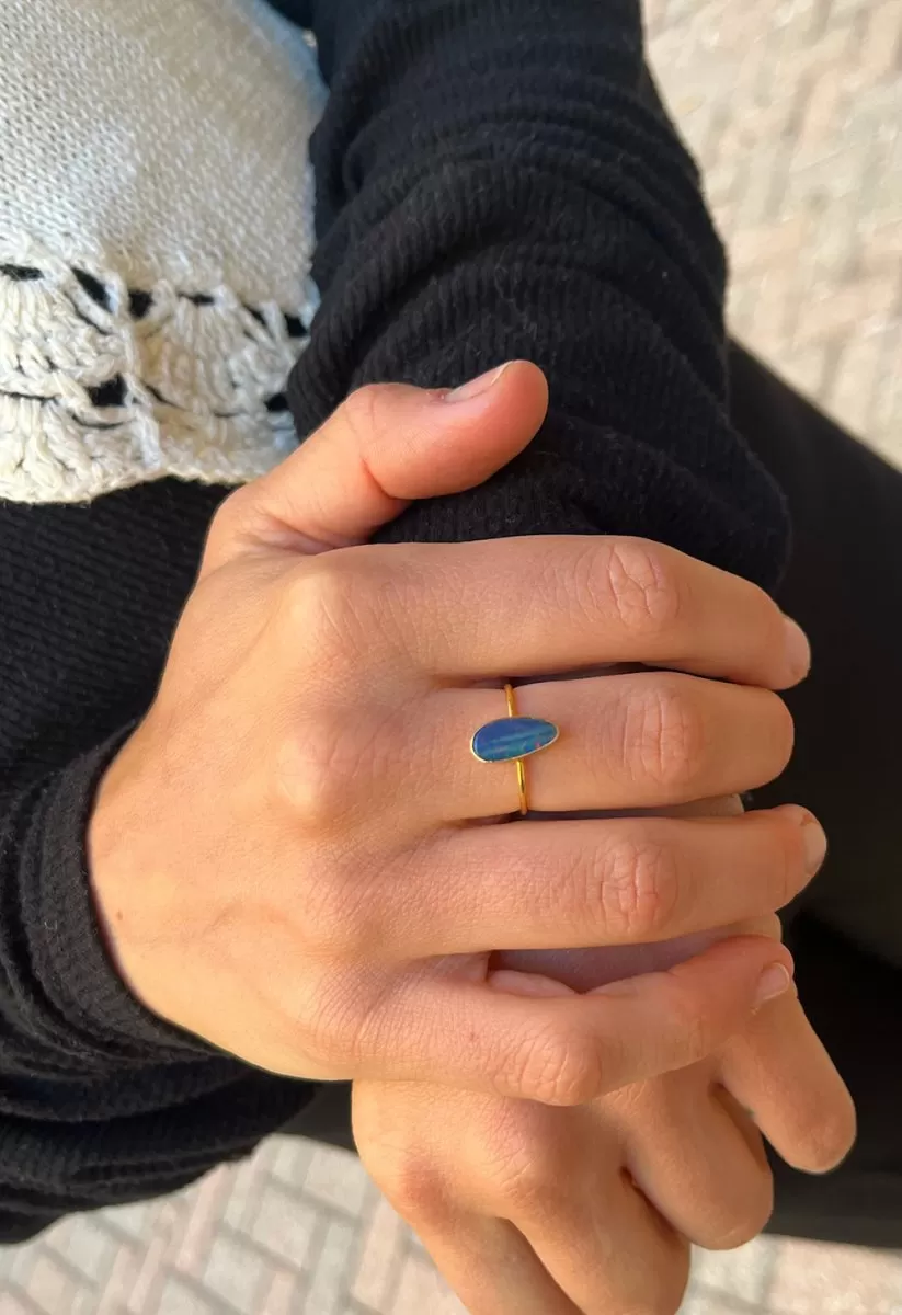 18k Gold Australian Opal Ring