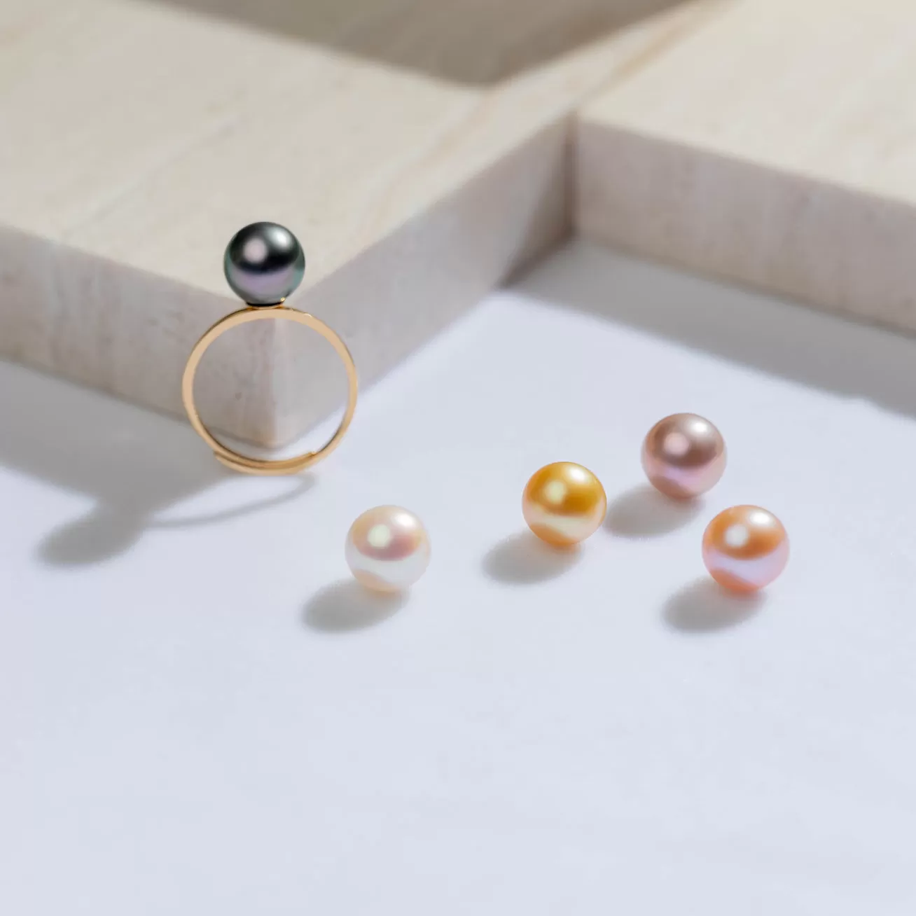 18K Solid Gold Interchangeable Freshwater Pearl Ring KR00015 | Possibilities