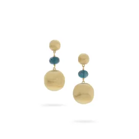 18K Yellow Gold and London Blue Topaz Drop Earrings OB927 TPL01