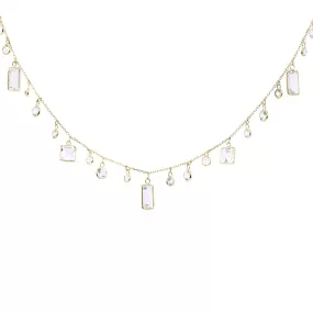 18K YELLOW GOLD WHITE TOPAZ MIXED CUT NECKLACE