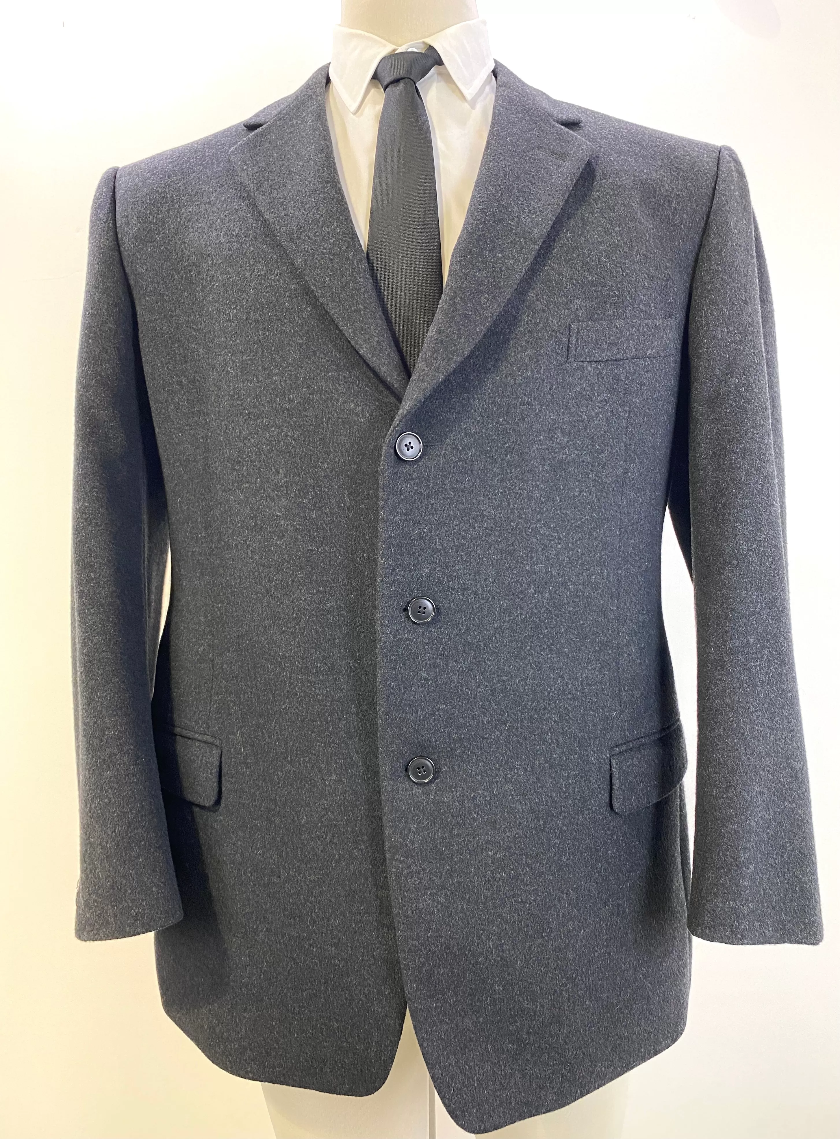 1980s Vintage Dark Grey Wool Men's Blazer, Bolgheri Jacket, L-XL