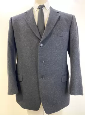 1980s Vintage Dark Grey Wool Men's Blazer, Bolgheri Jacket, L-XL