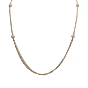 22K Multi Tone Gold Chain W/ Speckled Rose Gold Balls & Draped Column Bead Strands