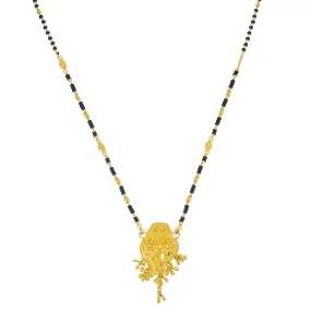 22K Yellow Gold Mangalsutra Necklace W/ Abstract Pendant