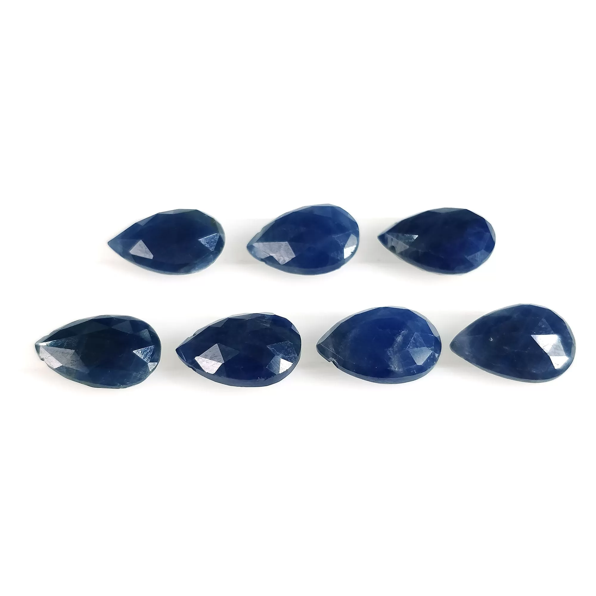 28.25cts Natural Untreated BLUE SAPPHIRE Gemstone Side To Side Drilled Checker Cut Pear Shape Briolette 12*8mm September Birthstone