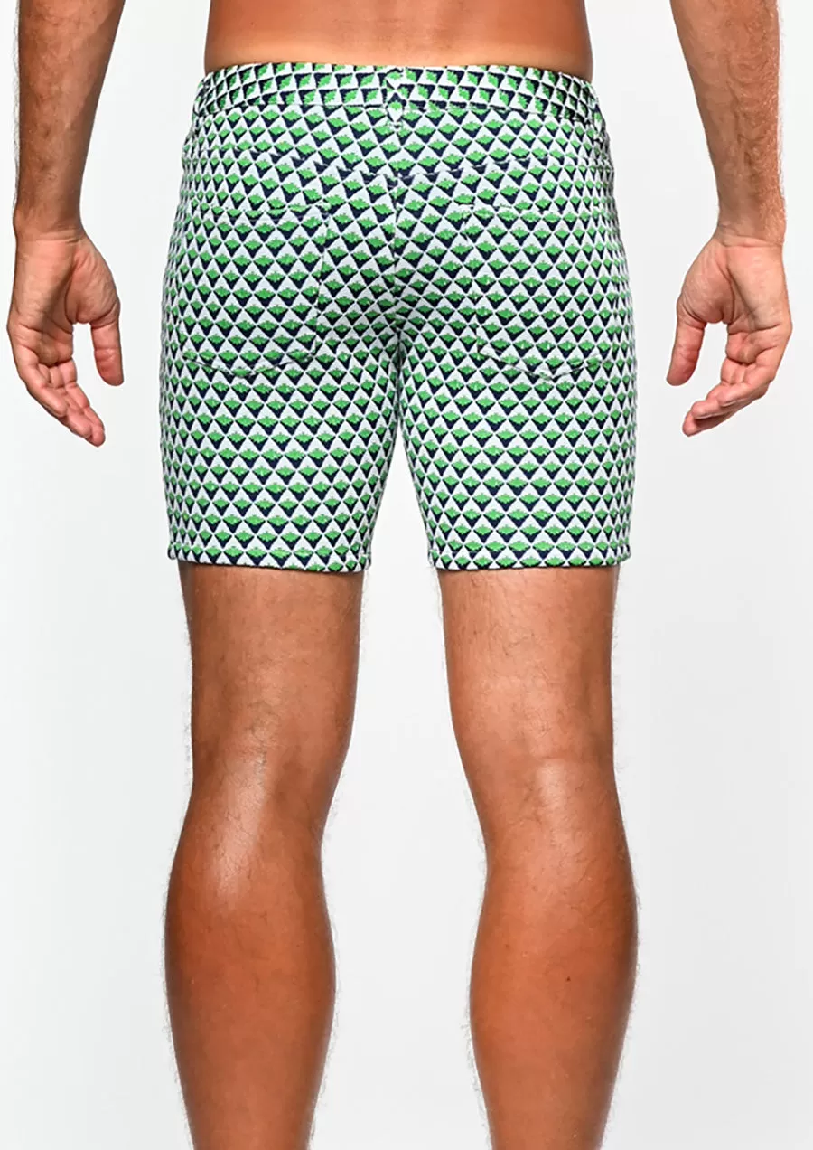 5 Jacquard Knit Stretch Shorts (Green Navy Arrowheads)