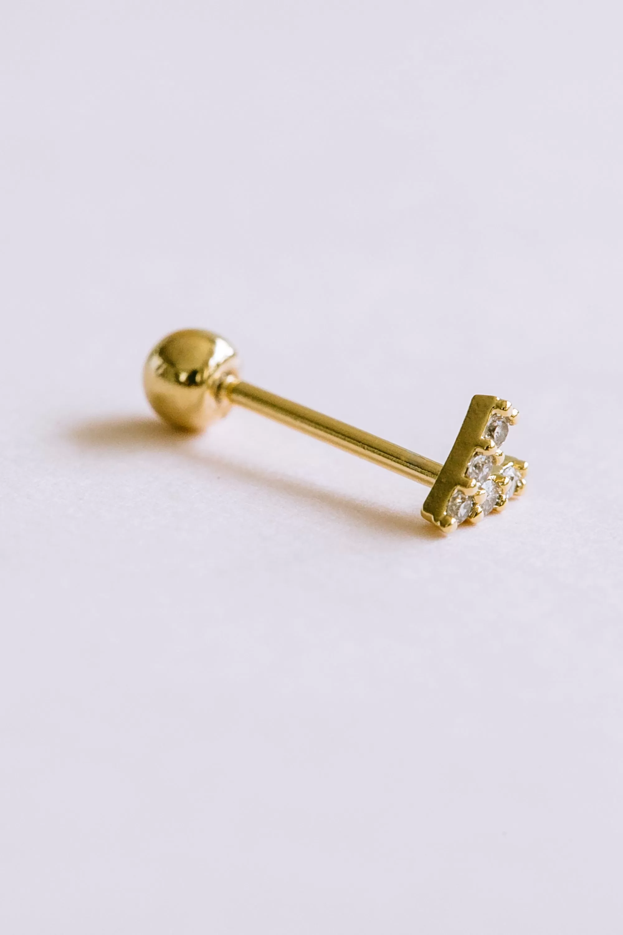 925 Cz V Shaped Chevron Ear Barbell Piercing