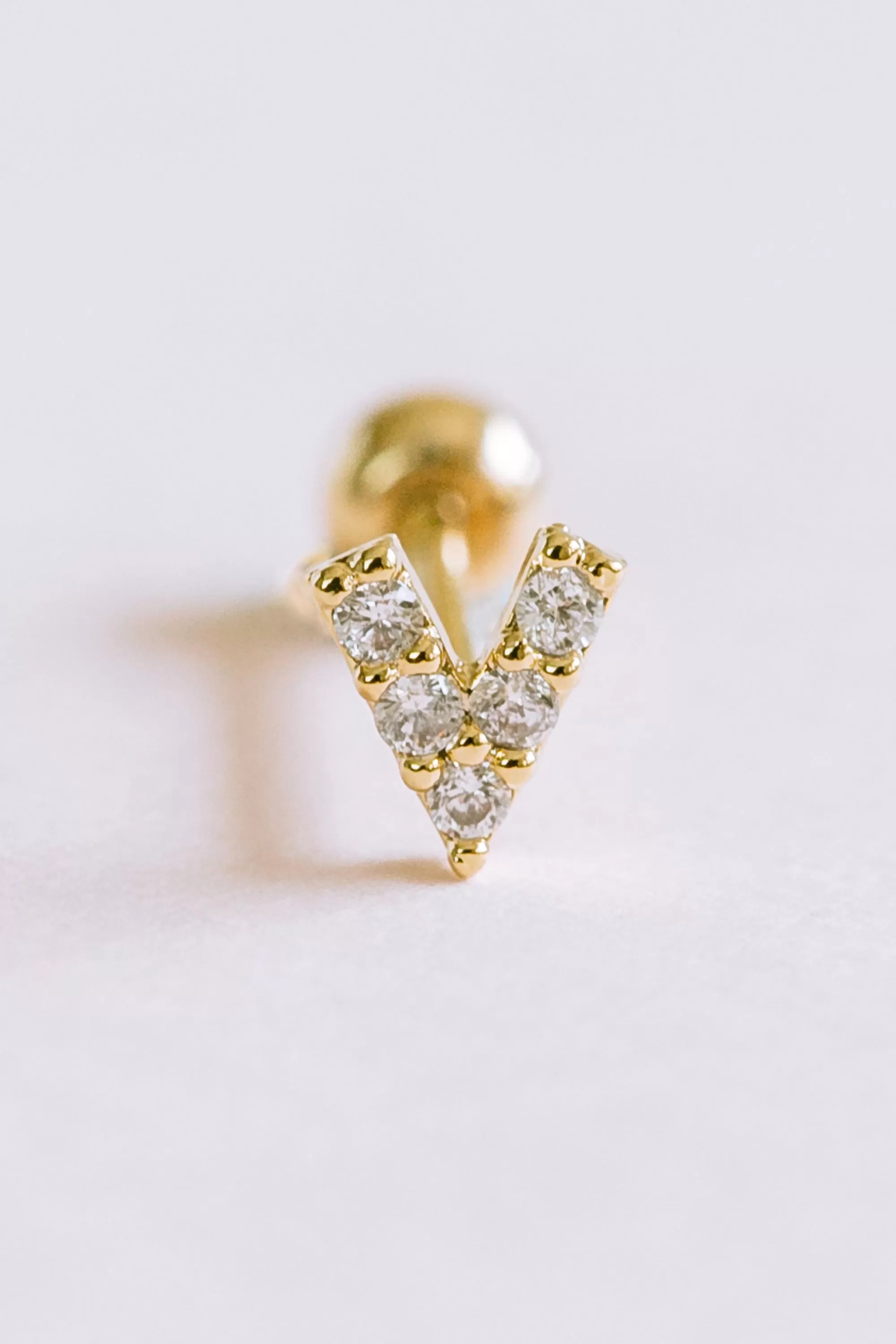 925 Cz V Shaped Chevron Ear Barbell Piercing