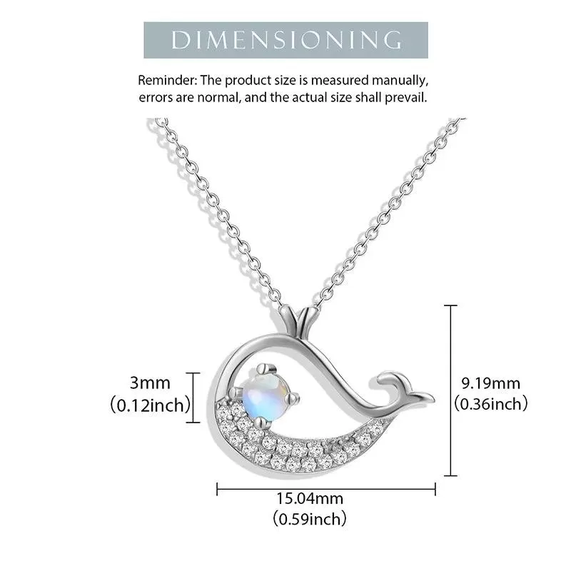 925 Sterling Silver Blue Moonstone Whale Pendant Necklace Charm - XF0088B1 Jewelry