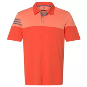 adidas Golf Men's Blaze Orange/Vista Grey Heather 3-Stripe Block Sport Shirt