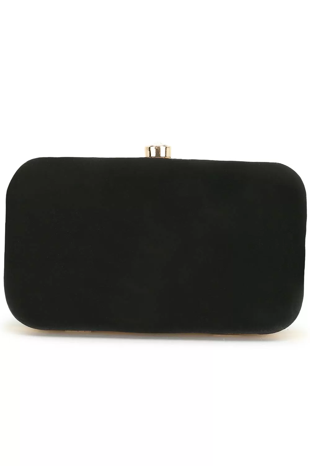 Adorn Black & Gold Floral Embellished Velvet Clutch