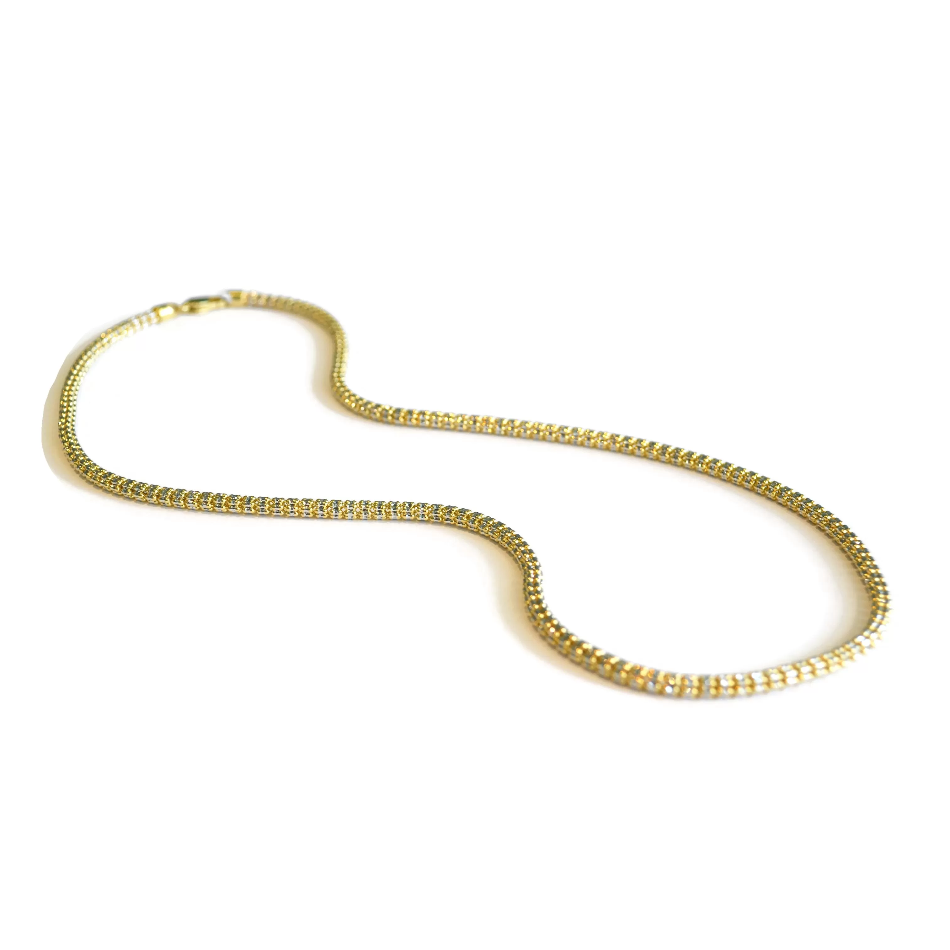 AFJ Gold Collection - Yellow and White Gold Necklace, 18 - 3.4 mm