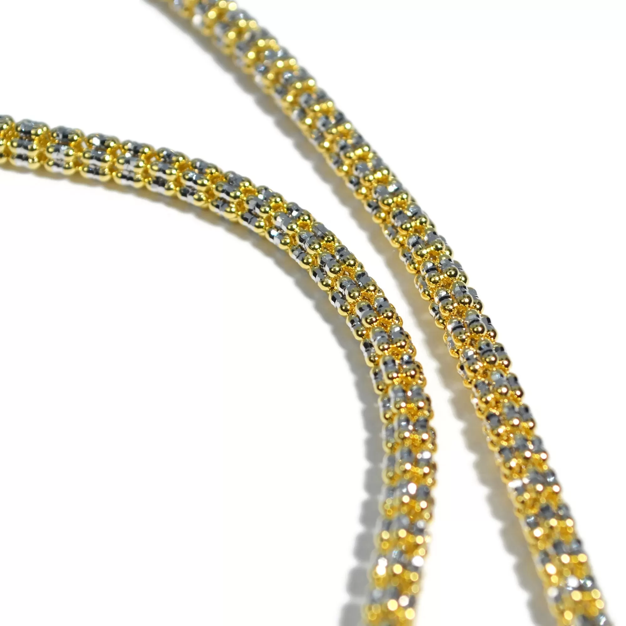 AFJ Gold Collection - Yellow and White Gold Necklace, 18 - 3.4 mm