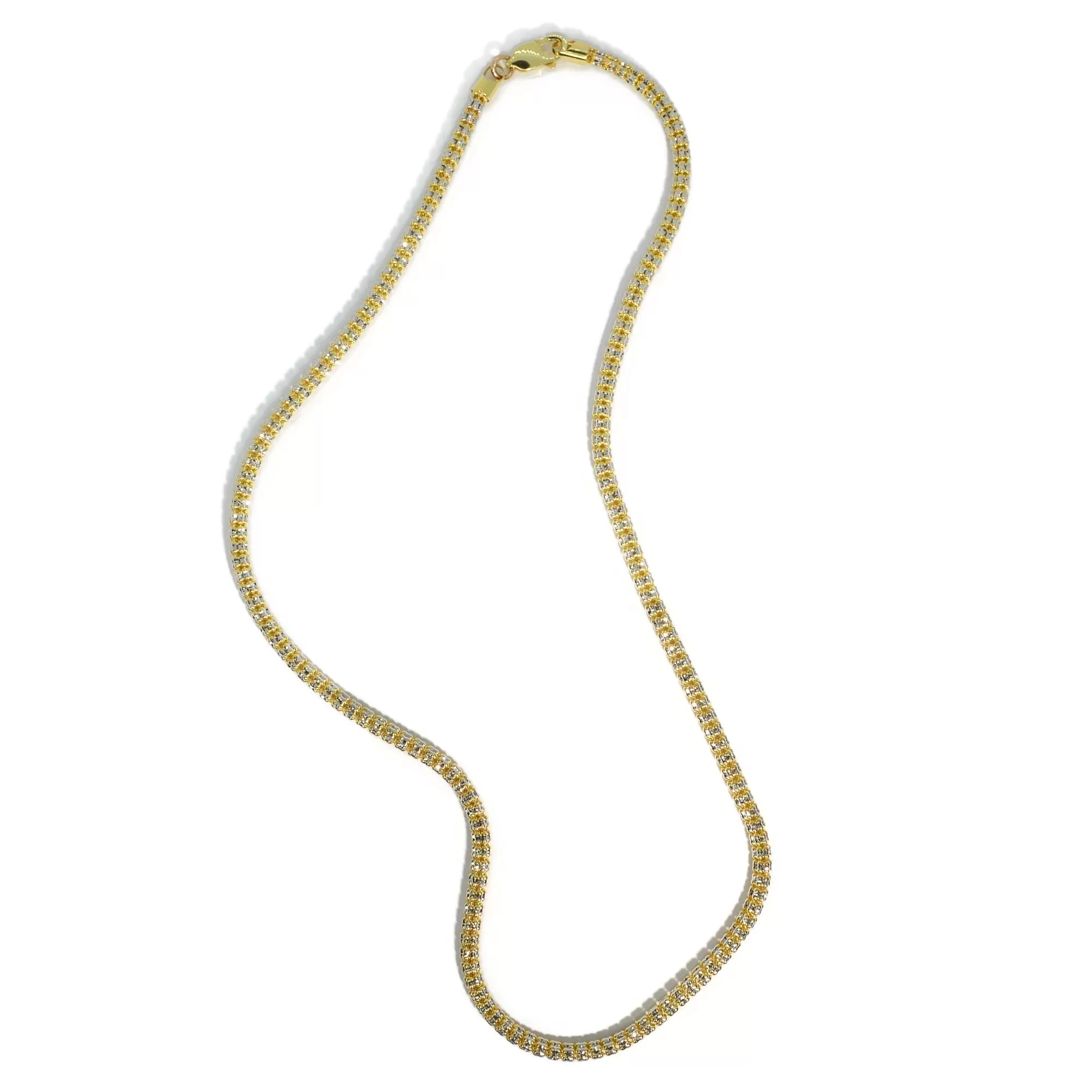 AFJ Gold Collection - Yellow and White Gold Necklace, 18 - 3.4 mm