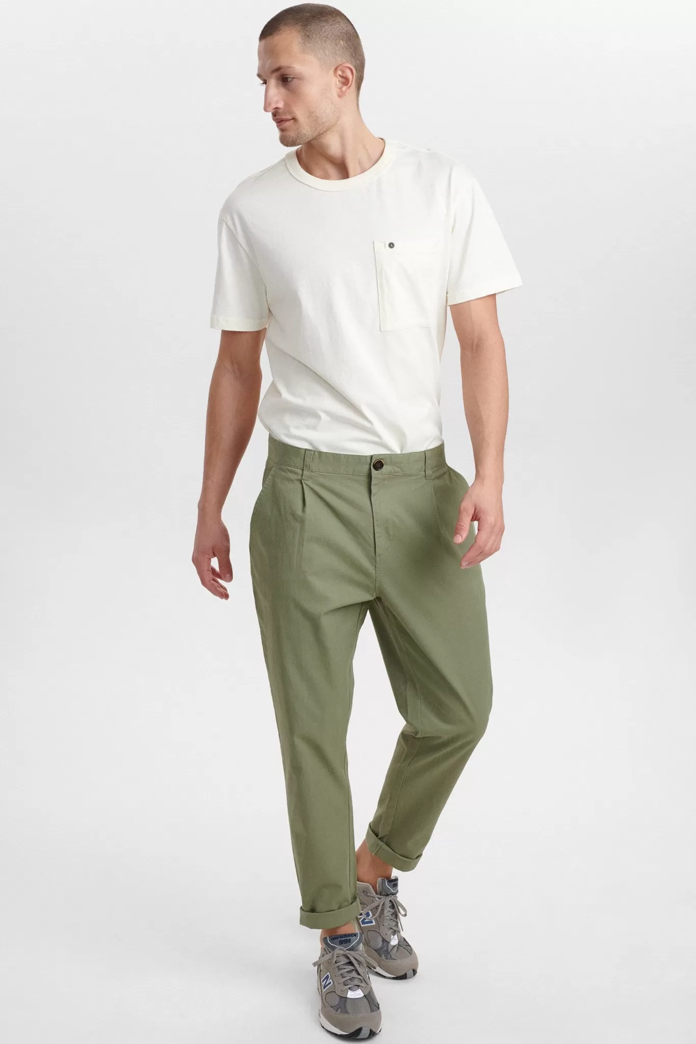 AKJULIUS COTTON PLEAT PANT - Olivine