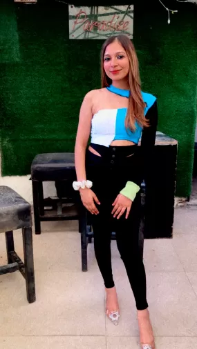 Alisha Jindal In Our Colourblock One Shoulder Cut Out Top