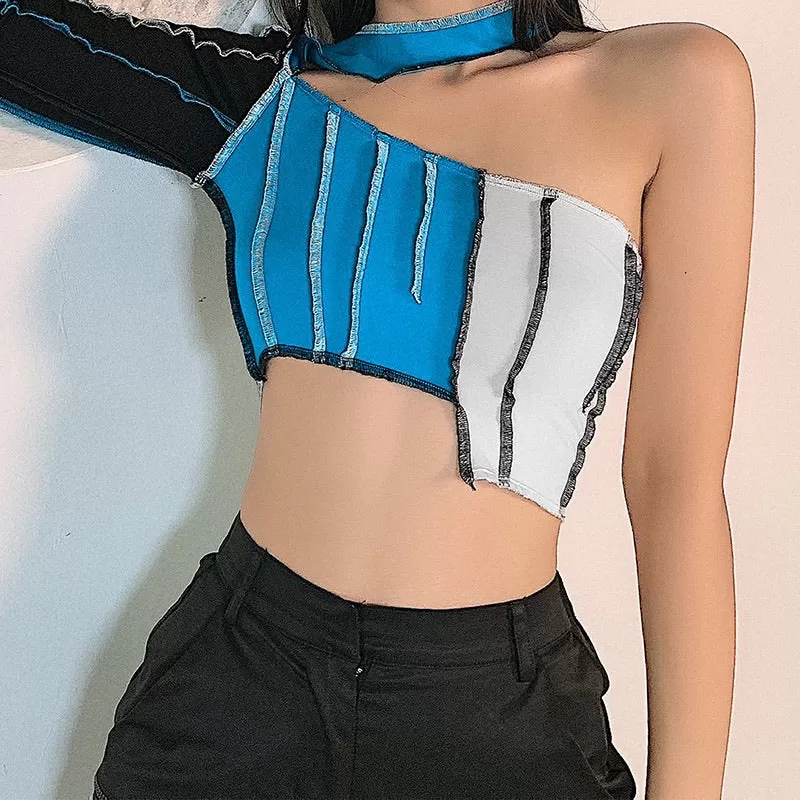 Alisha Jindal In Our Colourblock One Shoulder Cut Out Top