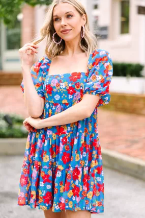 All In A Dream Blue Floral Babydoll Dress