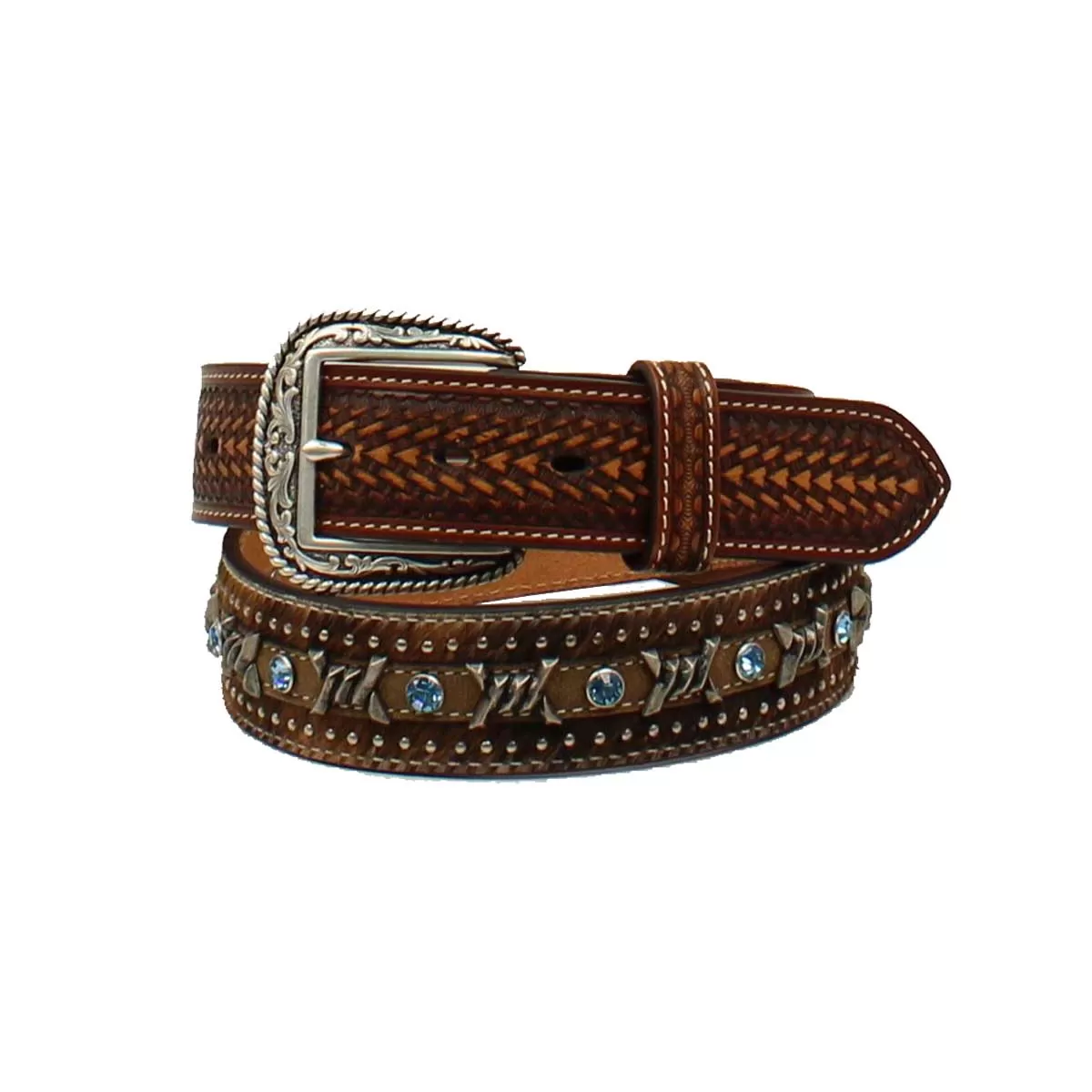 Ariat Men's Floral Embossed Distressed Leather Belt