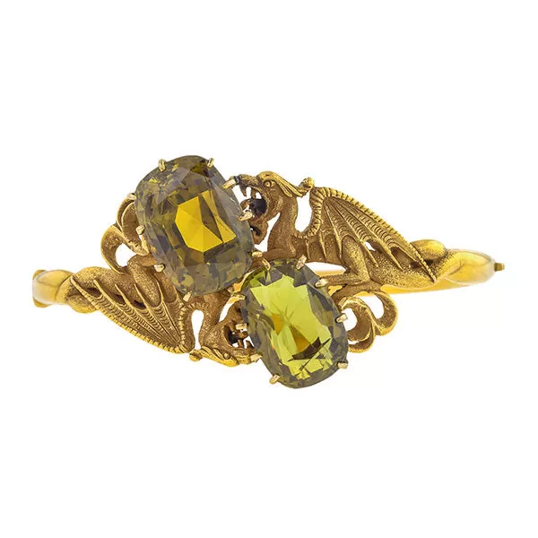 Art Nouveau Chrysoberyl Dragon Bracelet