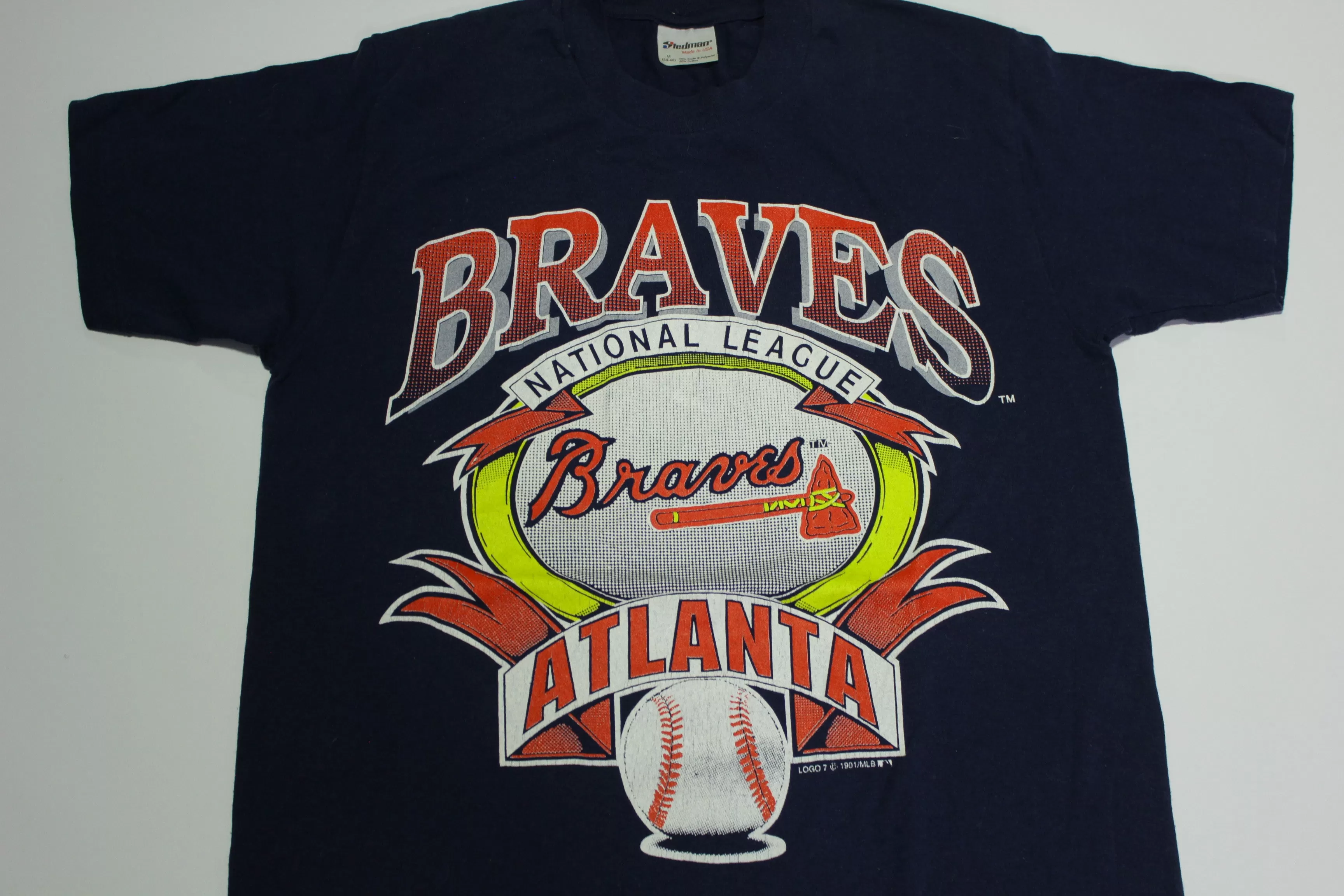 Atlanta Braves National League 1991 Vintage Logo 7 Single Stitch 90's MLB Baseball T-Shirt