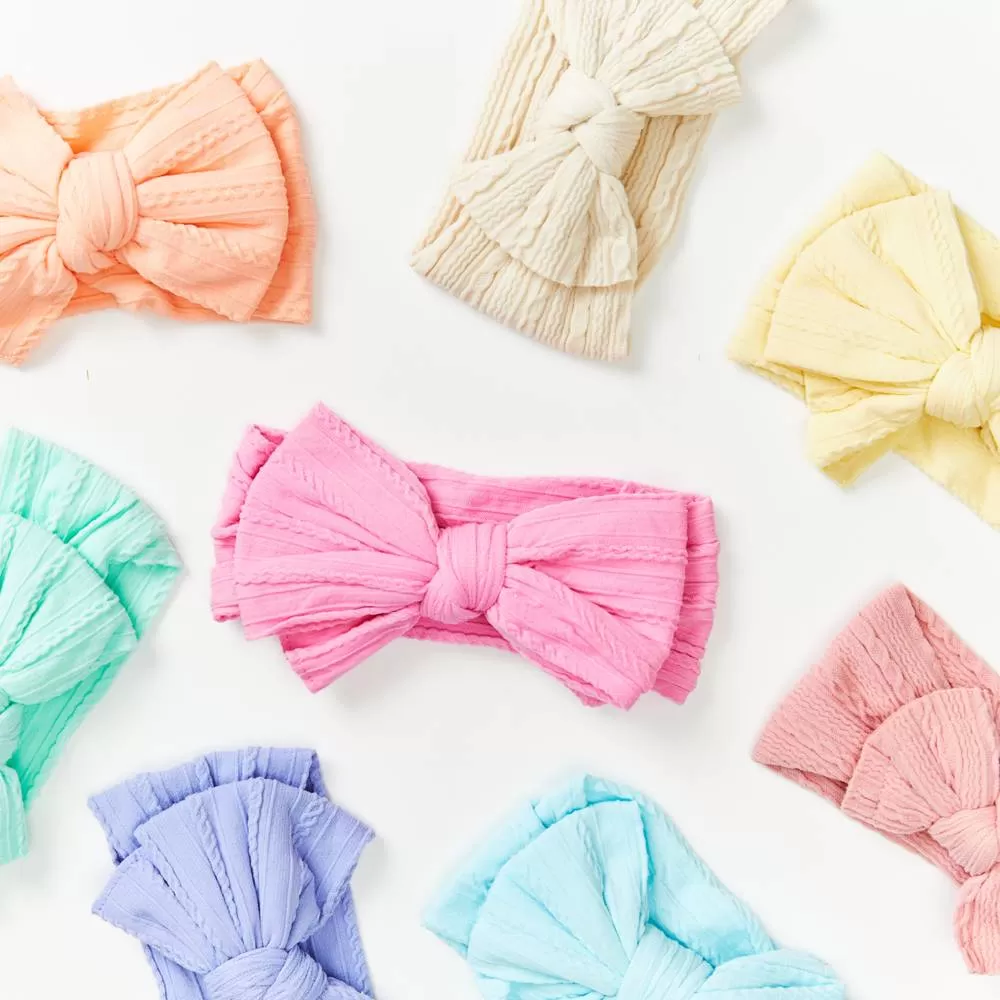 Baby Top Knot Double Bow Headband Sky