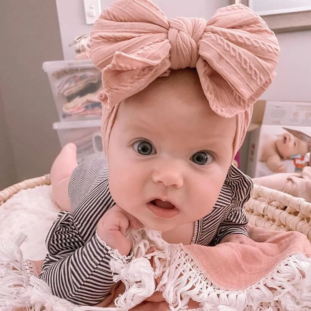 Baby Top Knot Double Bow Headband Sky