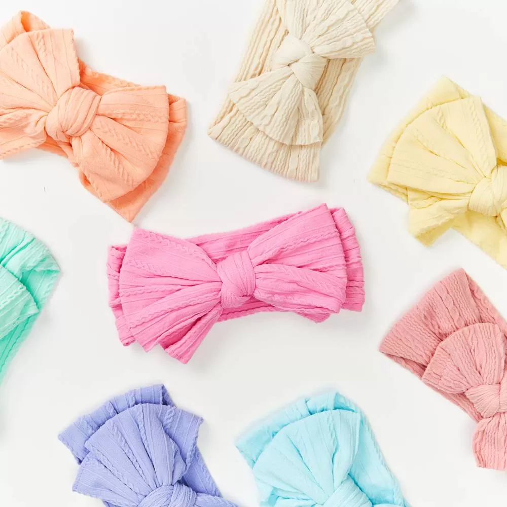 Baby Top Knot Double Bow Headband Sky