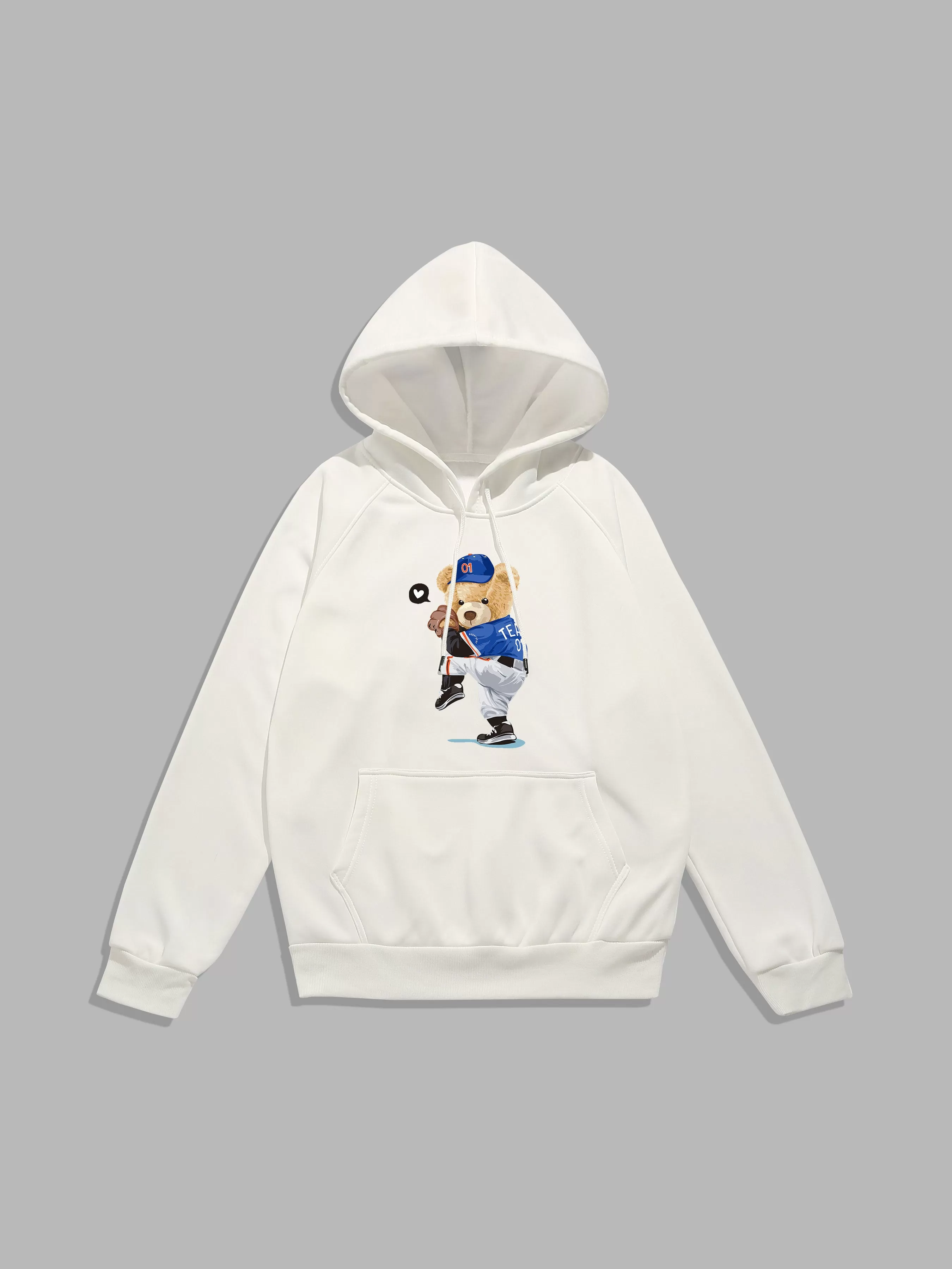 Baseball Bear Print Hoodie