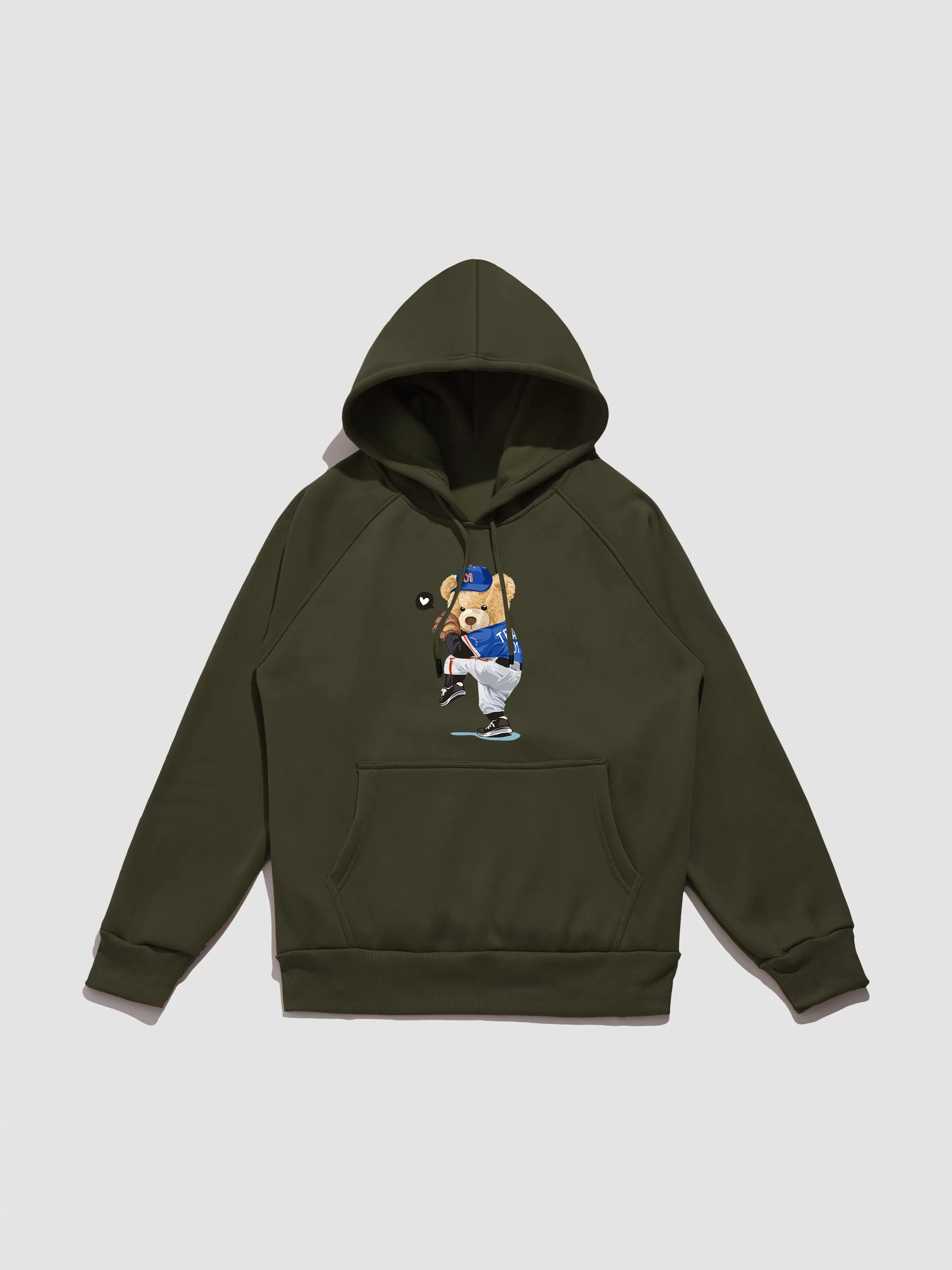 Baseball Bear Print Hoodie