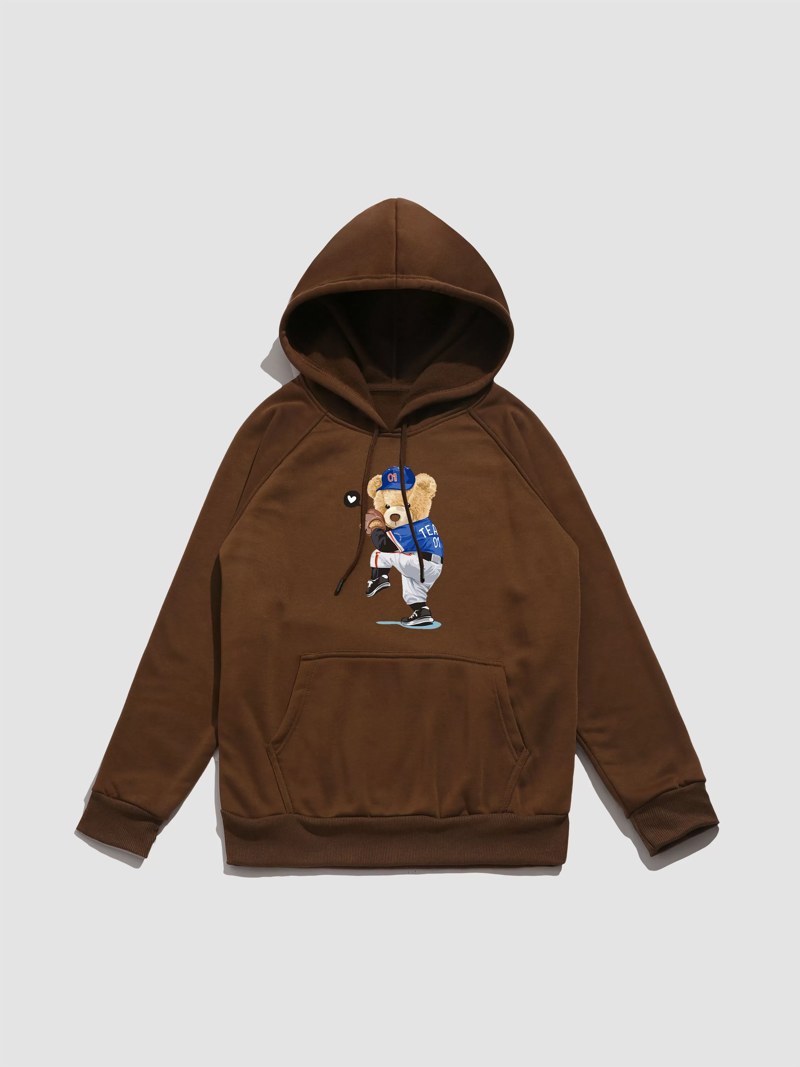 Baseball Bear Print Hoodie