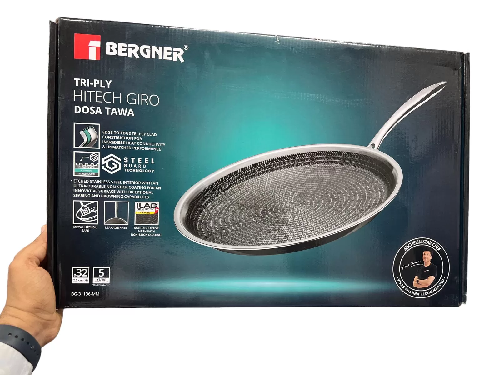 Bergner Hitech Triply Stainless Steel Dosa Tawa