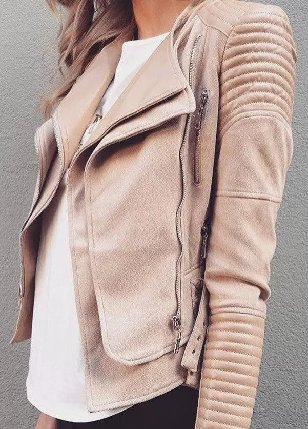 Bessy Biker Moto Jacket - Nude