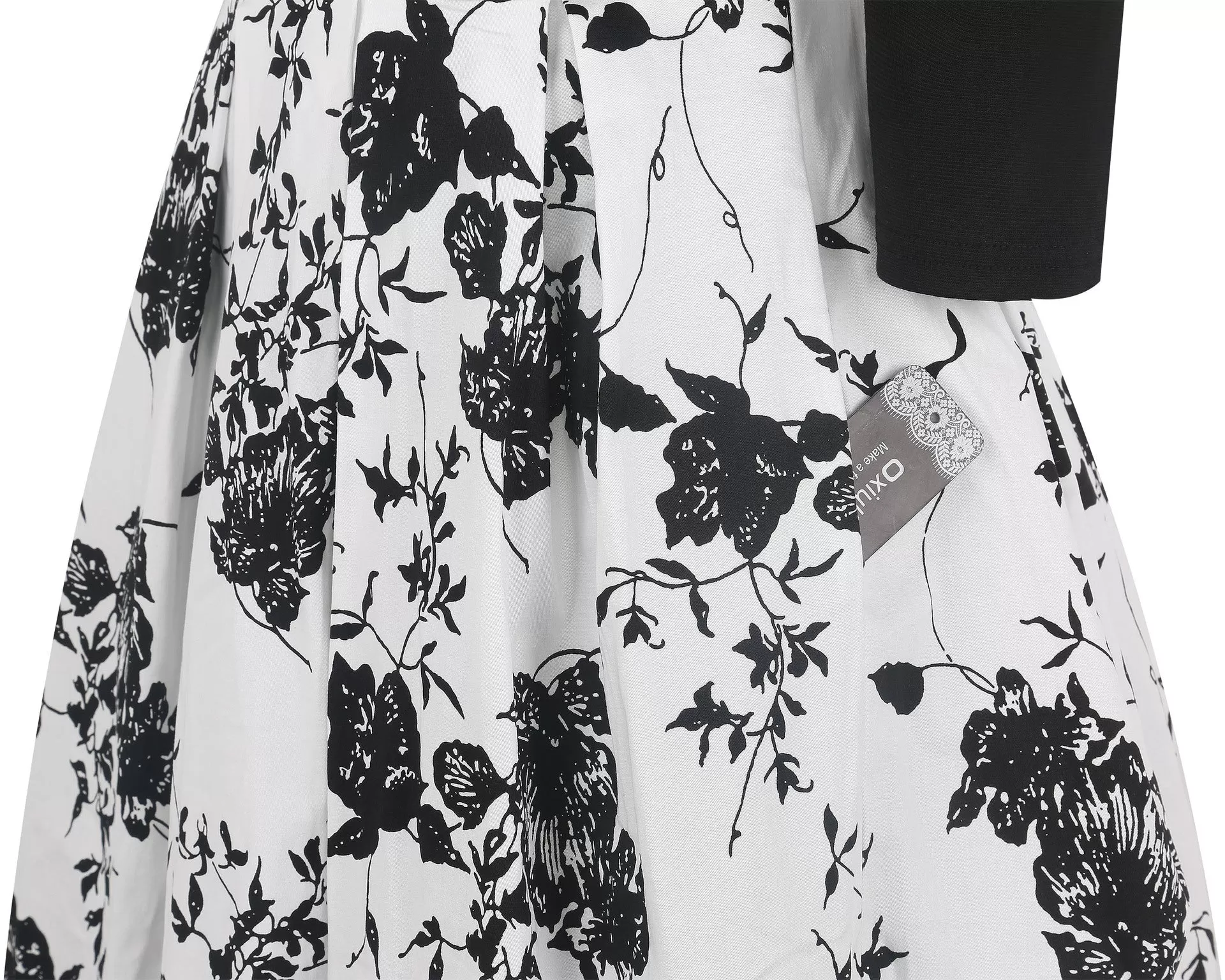 Black & White Floral Cutout Dress