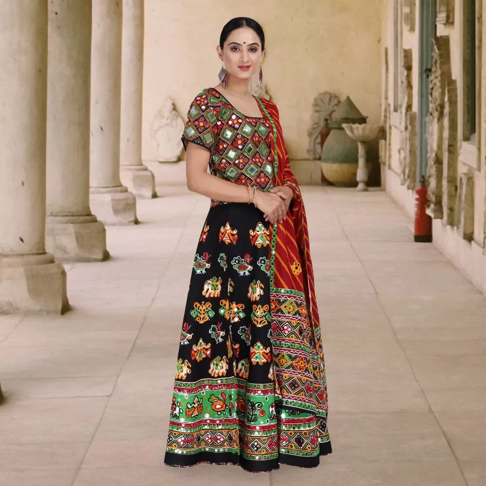 Black And Red Cotton Chaniya Choli