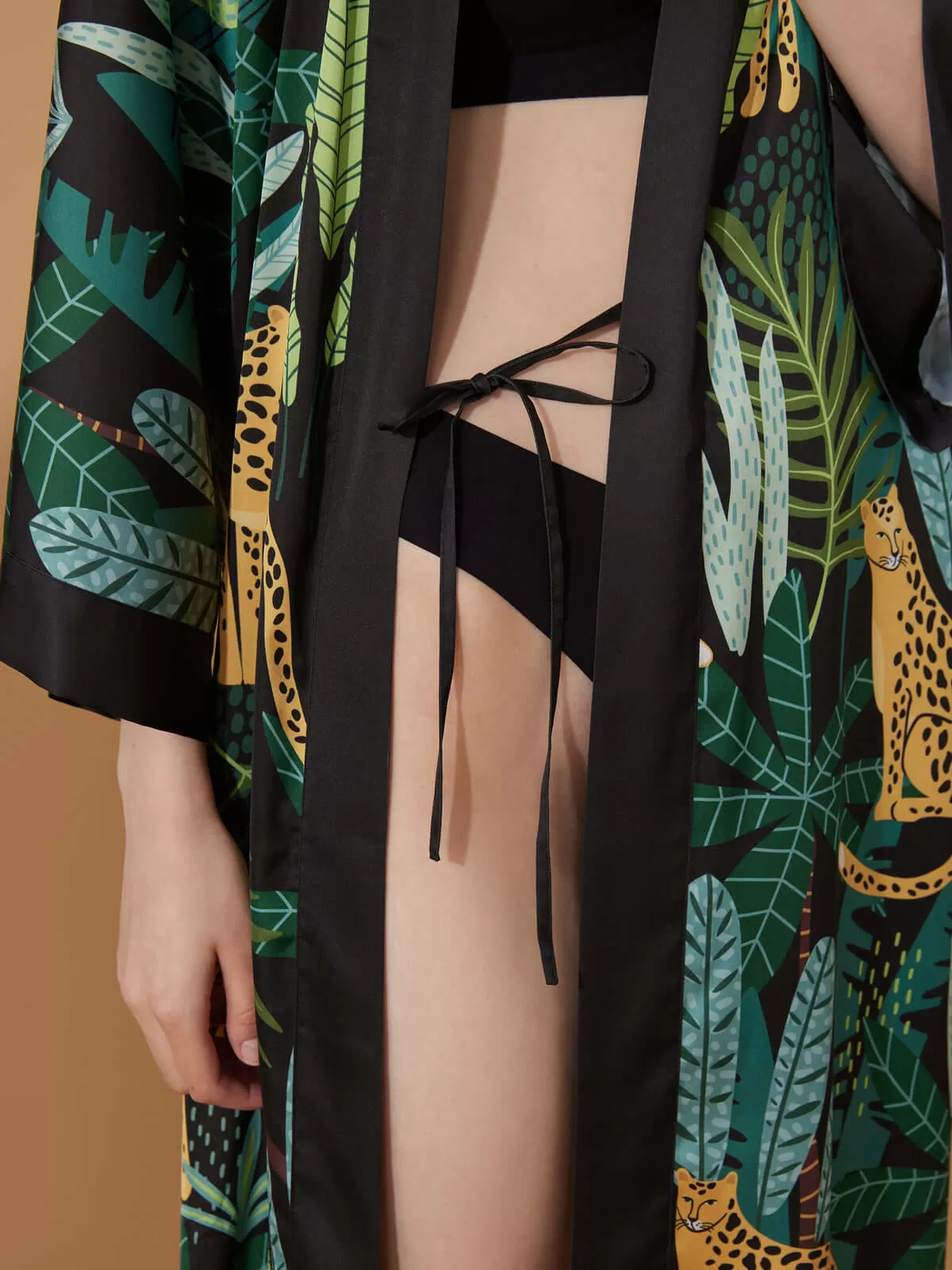 Black Leopard Kimono Robe