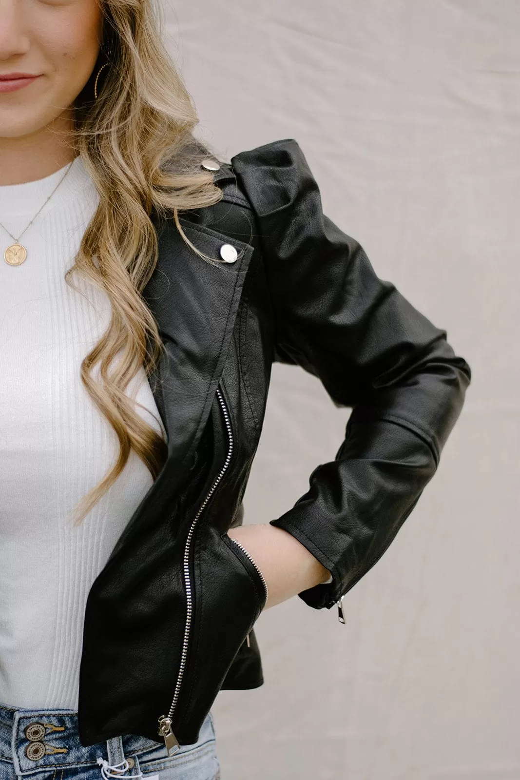 Black Vegan Leather Biker Jacket