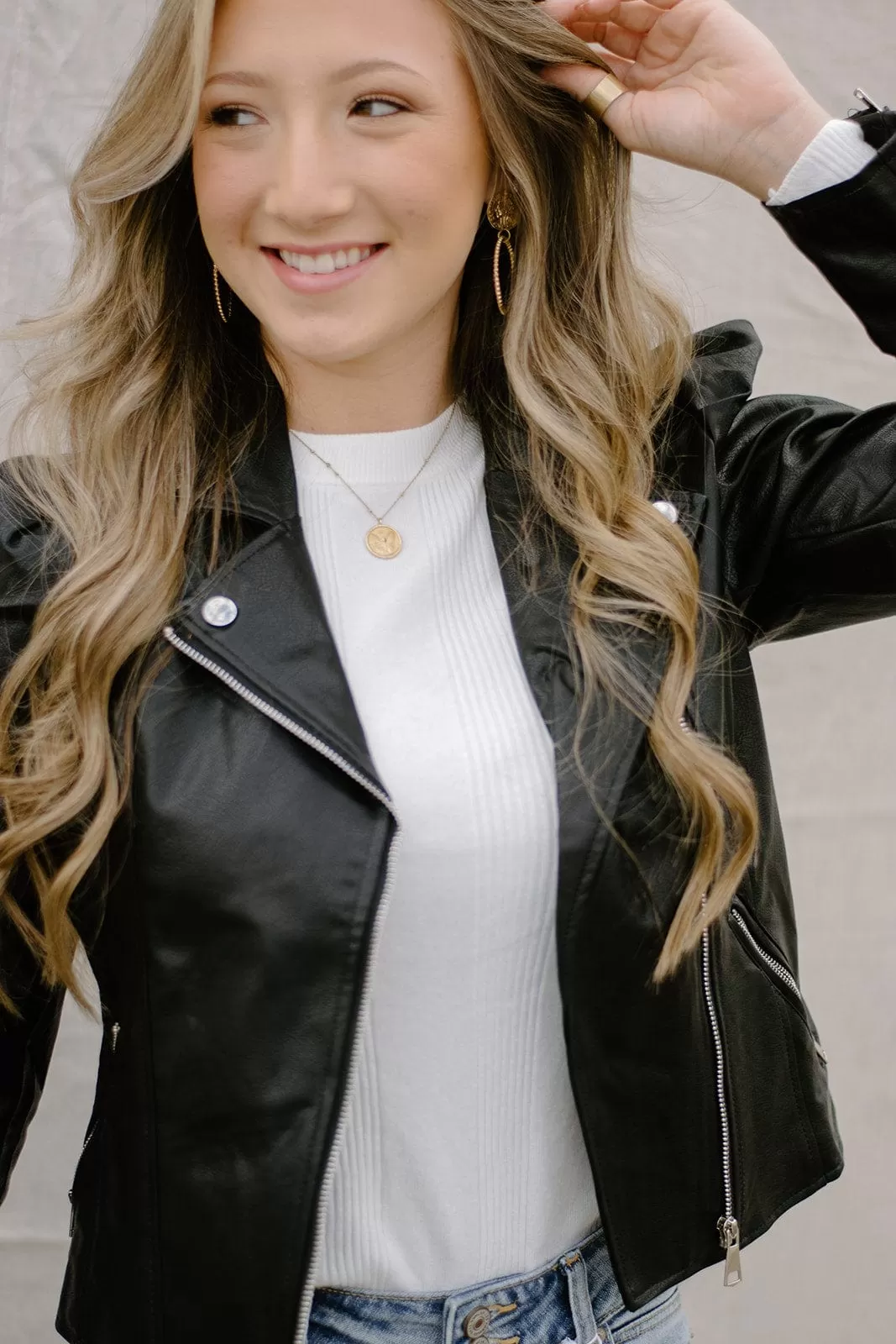 Black Vegan Leather Biker Jacket