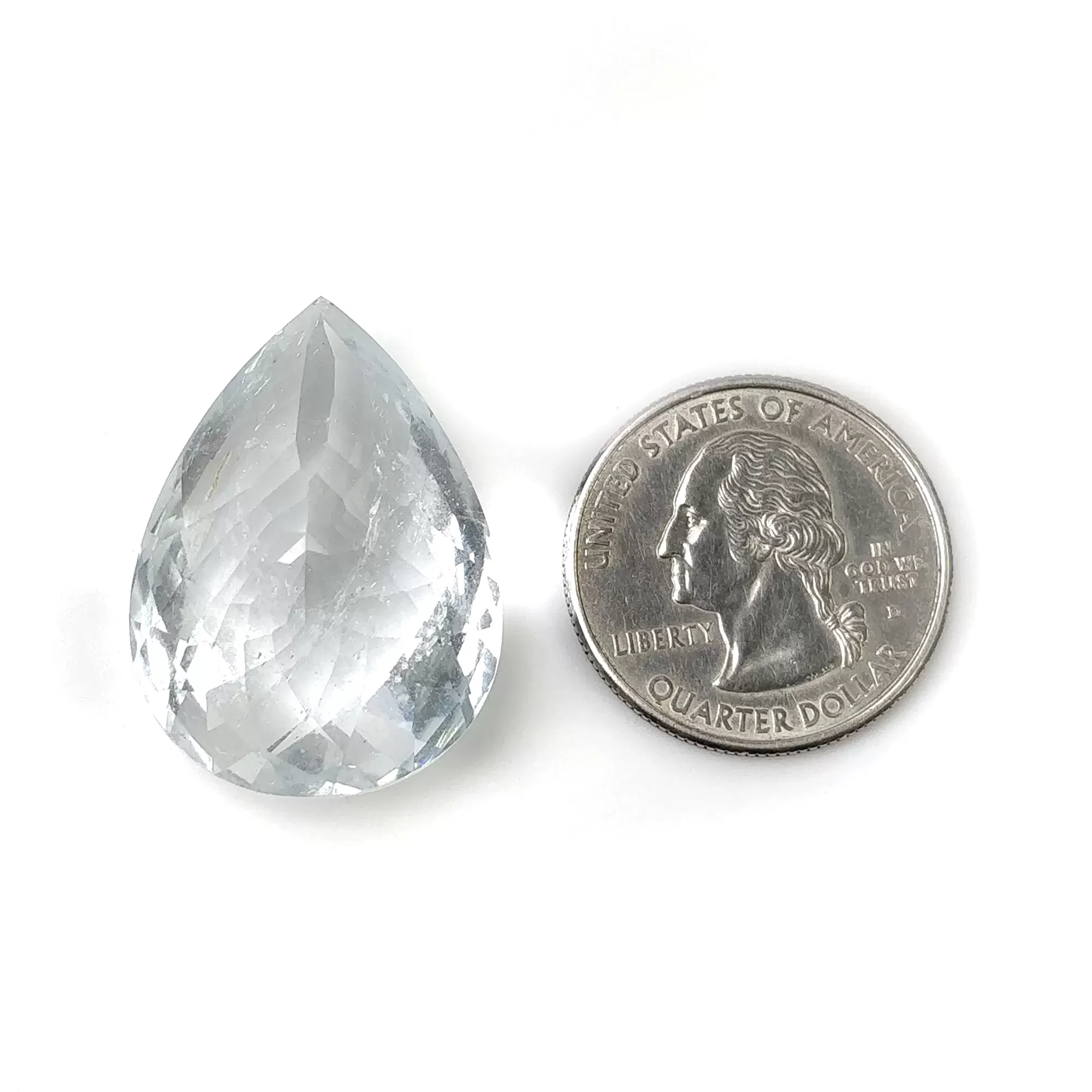 BLUE AQUAMARINE Gemstone Checker Cut : 64.65cts Natural Untreated Unheated Aquamarine Pear Shape 31.5*23mm