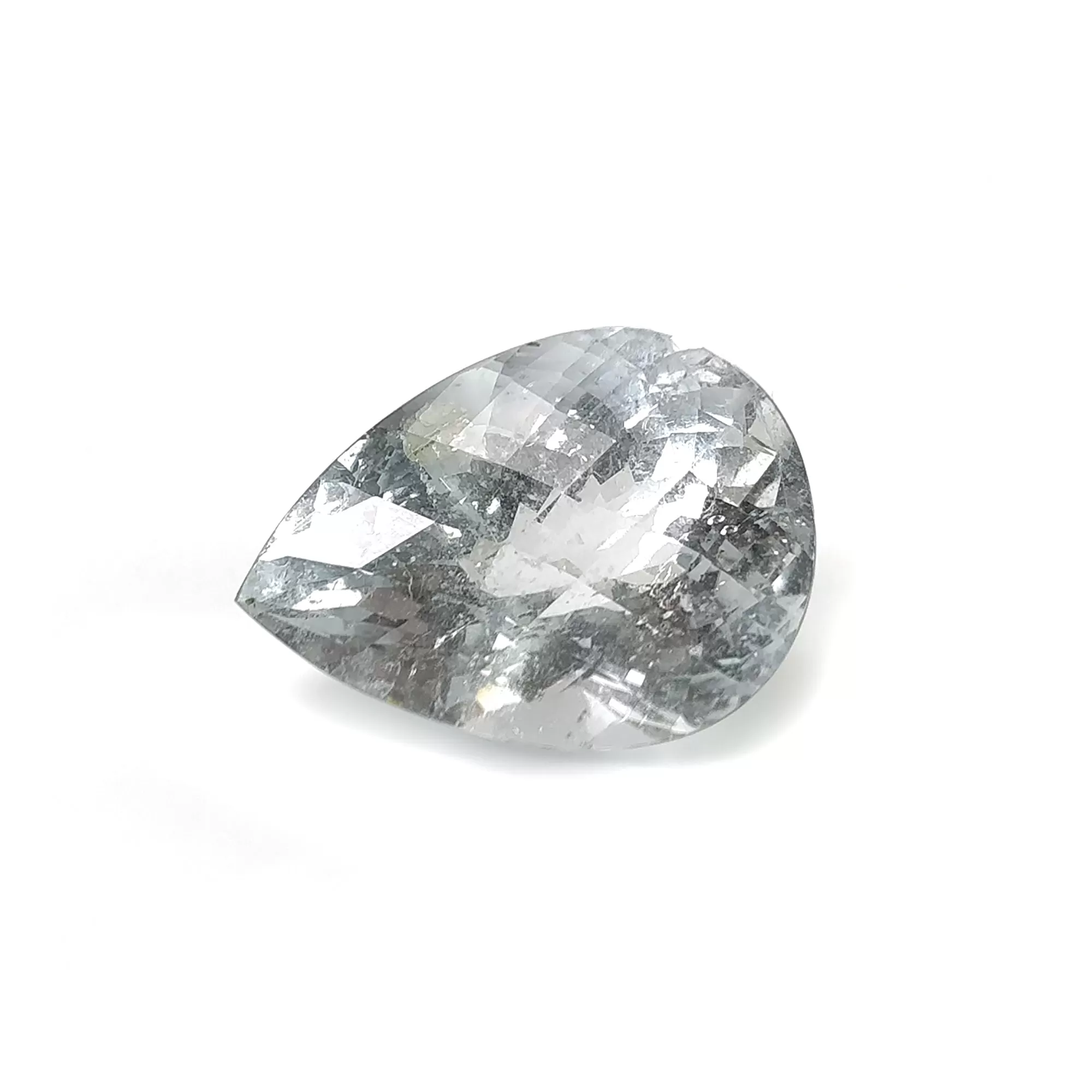 BLUE AQUAMARINE Gemstone Checker Cut : 64.65cts Natural Untreated Unheated Aquamarine Pear Shape 31.5*23mm