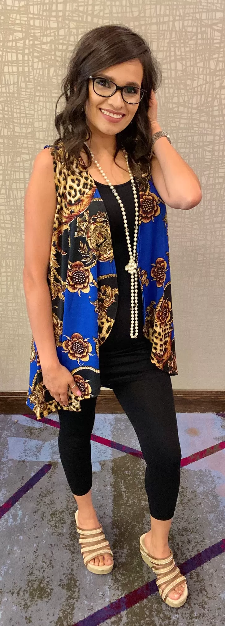 Blue, Leopard, & Scroll Short Vest